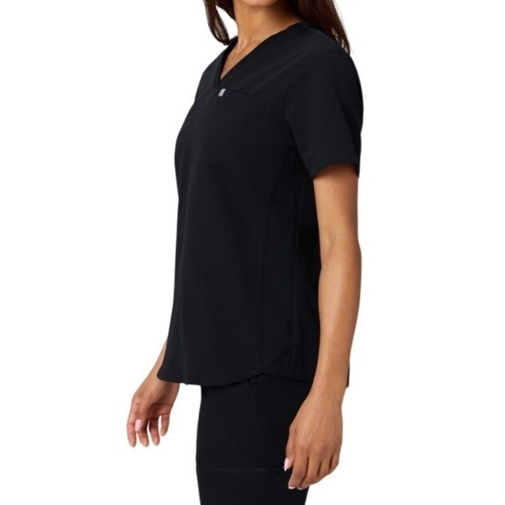 Fabletics Vital 1-Pocket Scrub Top Black Medium V-Neck Short Sleeve Active Scrub - Picture 4 of 5